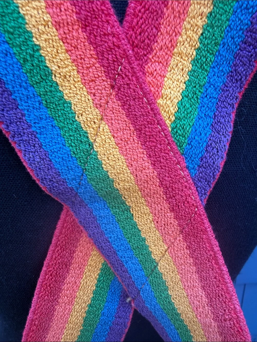 Vintage Rainbow Stripe Suspenders - Multicolor stretch pride Mork & Mindy